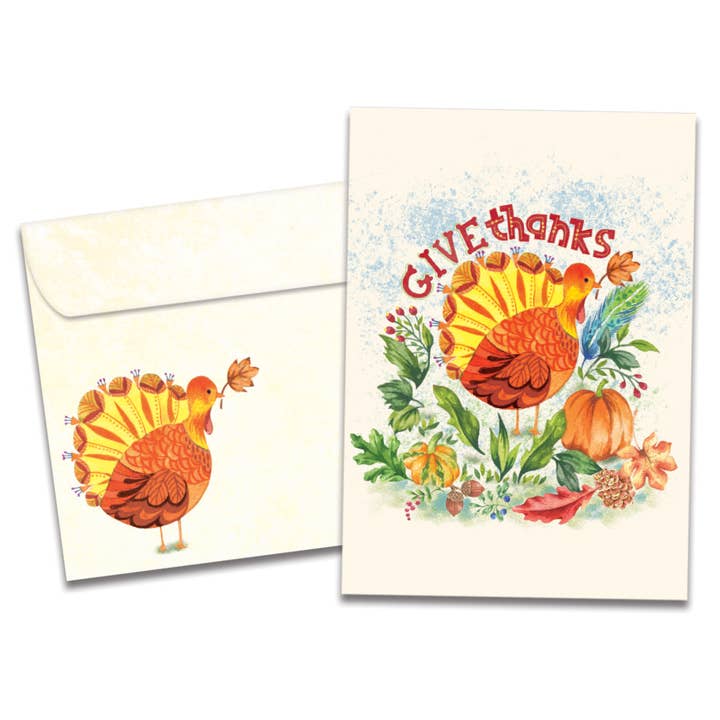 Vibrant Turkey Thanksgiving SKU 22524 for wholesale by Tree-Free Greetings