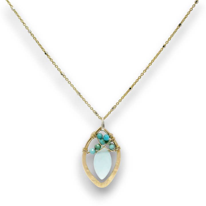 Turquoise Summer Leaves Necklace 85084N for wholesale by Art by any Means Jewelry