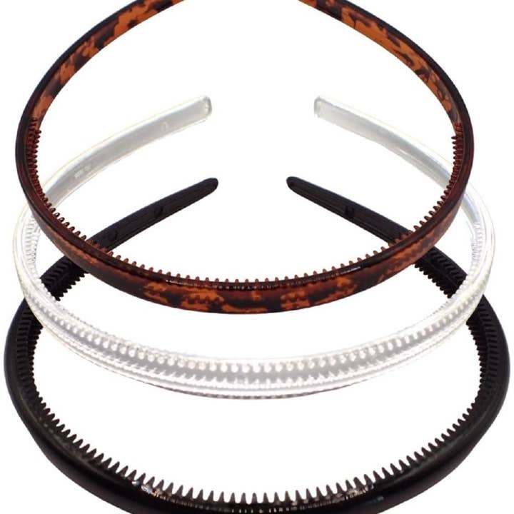 Topkids Accessories - Wholesale Fashion headband – women's - Plastic Alice Bands Hair Bands Head Bands Black Clear Tortoise Tort Brown Hairband Headband Aliceband Women Girls Men Boys Wide Teeth Comb - Pack of 321