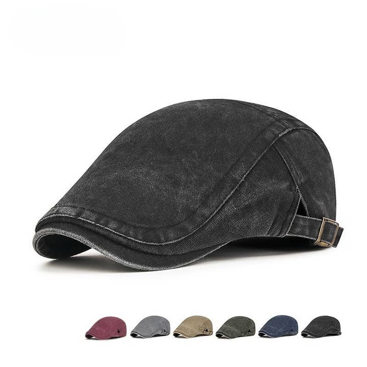 Black Men Vintage Flat Cap Ivy Driver Hat Adjustable Casual for wholesale by Syrrios Gifts LLC