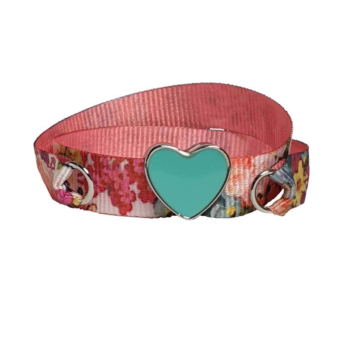 BLOMMA HJÄRTA ARMBAND AQUA EMALJ PÅ PALLADIUM för wholesale av Smartever Srl