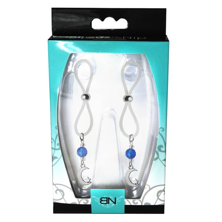 Bijoux De Nip – wholesale Bröstvårtsring – Nippel Halos - Moon & Star Charm - blå klara pärlor