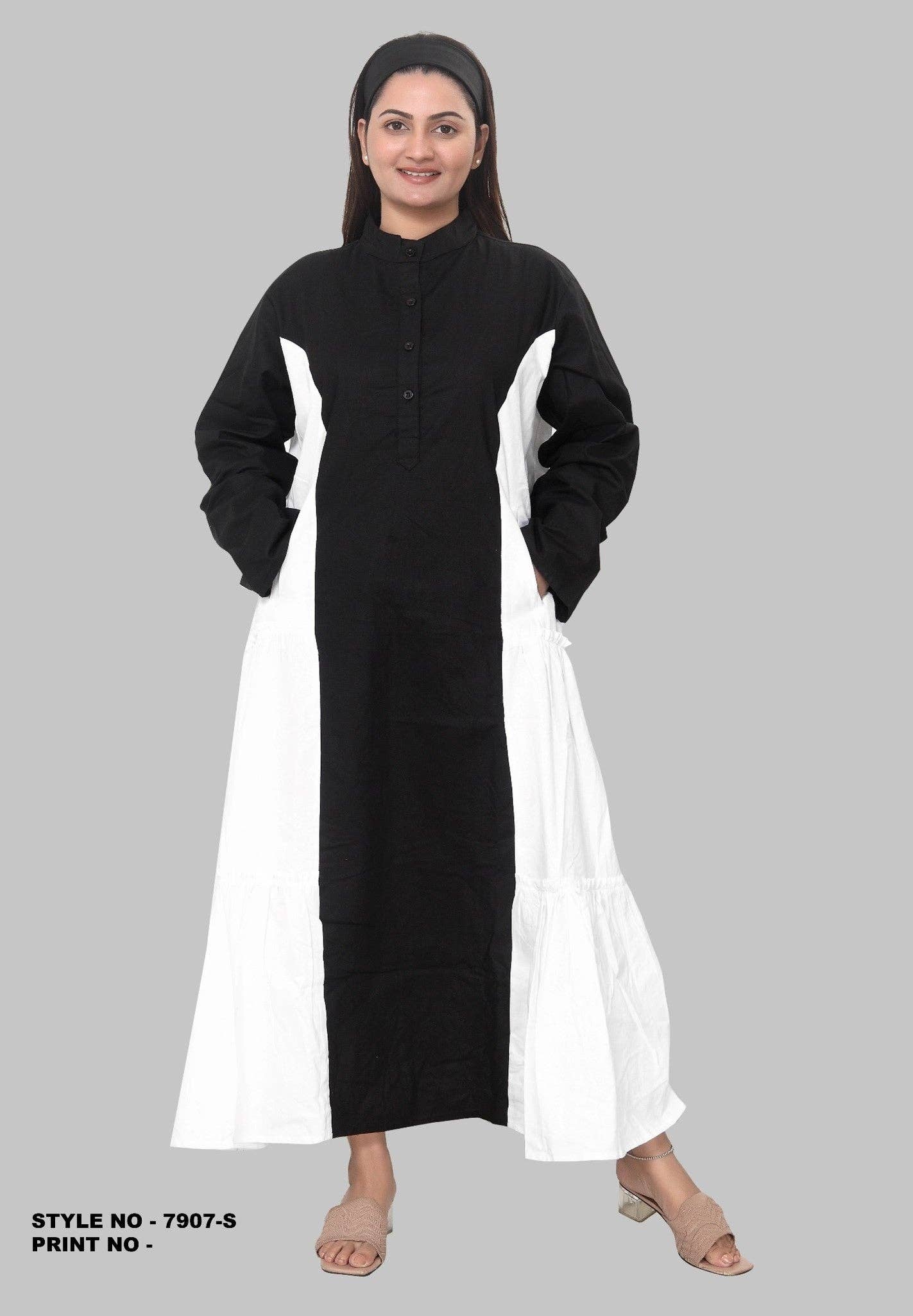 KaraChic - Wholesale Dress - Women's - 7907- Women's Ankle Length Button Down Pocketed Dress1