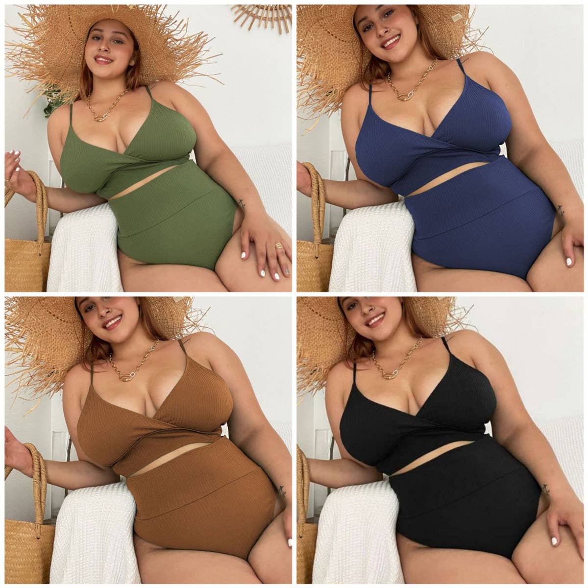 ACCITY - Wholesale Two Piece Swimsuit - Women's - High Waist Sexy Swimwear Plus Size for Women_CWMW02195