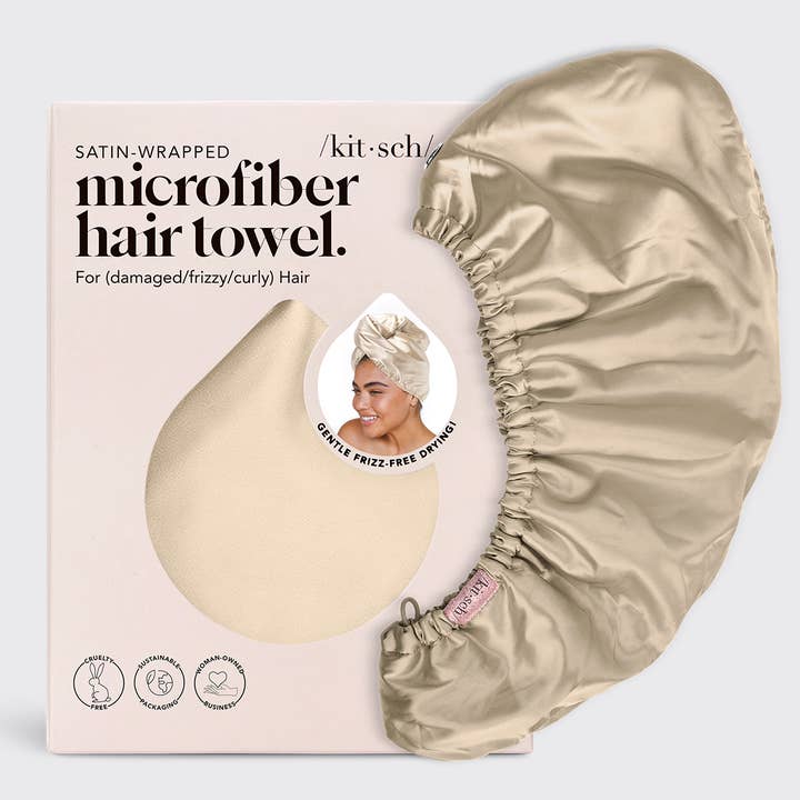 KITSCH - Wholesale Hair Towel/Wrap - Satin-Wrapped Hair Towel - Champagne