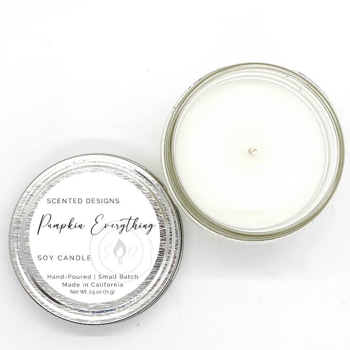 Pumpkin Everything Soy Candle - 2.5oz Mini Glass Jar for wholesale by Scented Designs Candle Co