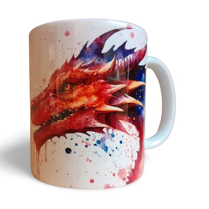 Dragon Coffee Mug, Fantasy Water Colour Style (Design 1) for wholesale by Rockways Designs