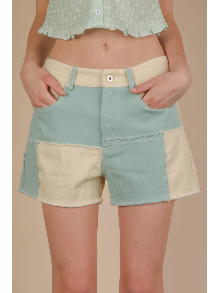 VERY J - Vente Short – femme - NP70779-Short décontracté à blocs de couleur lavés doux10