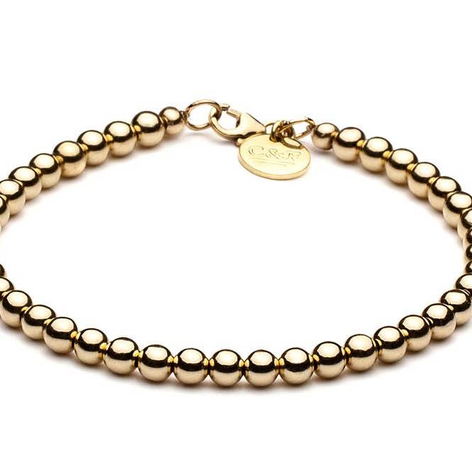 Beaded bracelet, ball bracelet, 4 mm, gold for wholesale by CLASSYANDFABULOUS Jewelry