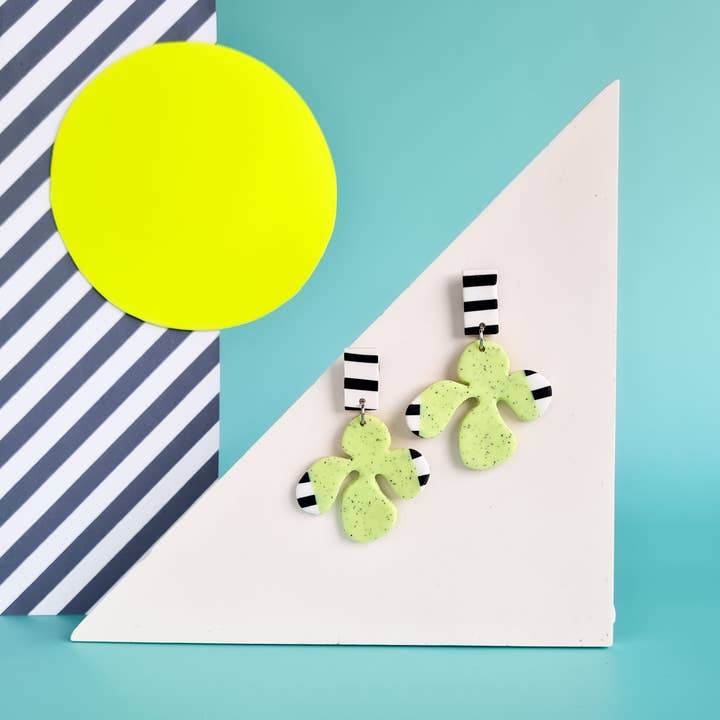 Mono - Wholesale Dangle Earrings - neon yellow and mint handmade polymer clay earrings6