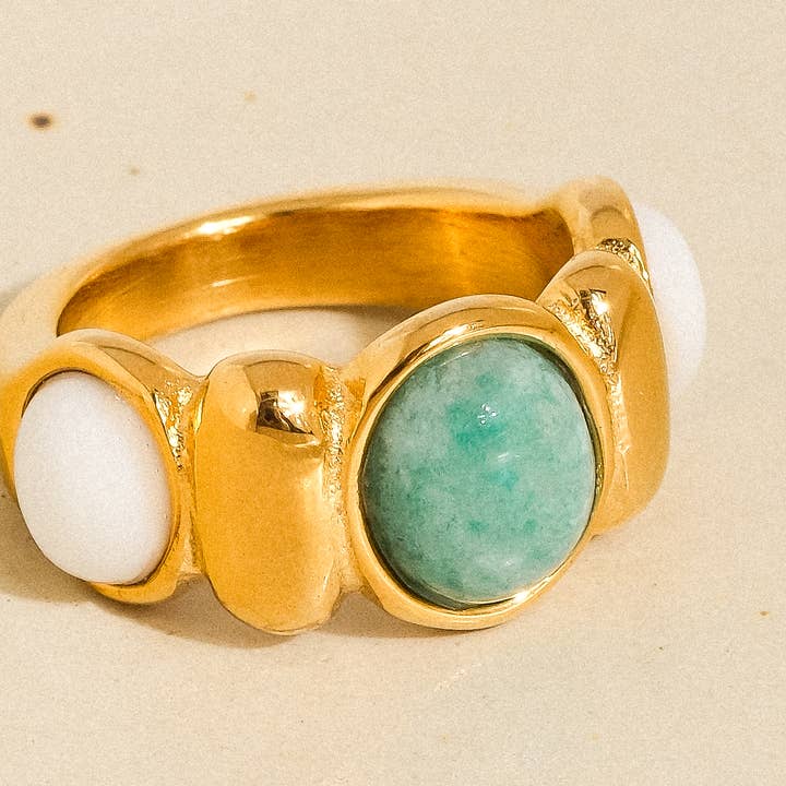 Blå Laurent 18K Guld Ikke-Anløbende Naturlig Stenring for engroshandel på Faire1