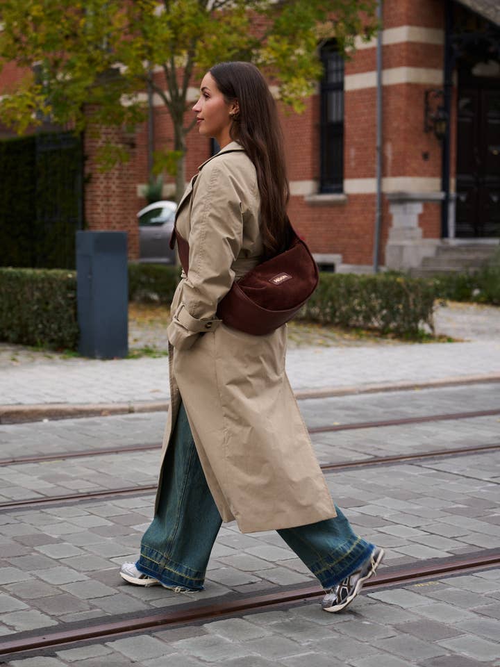 A cidade bolsa a tiracolo de couro e camurça por atacado de Studio Over The Moon