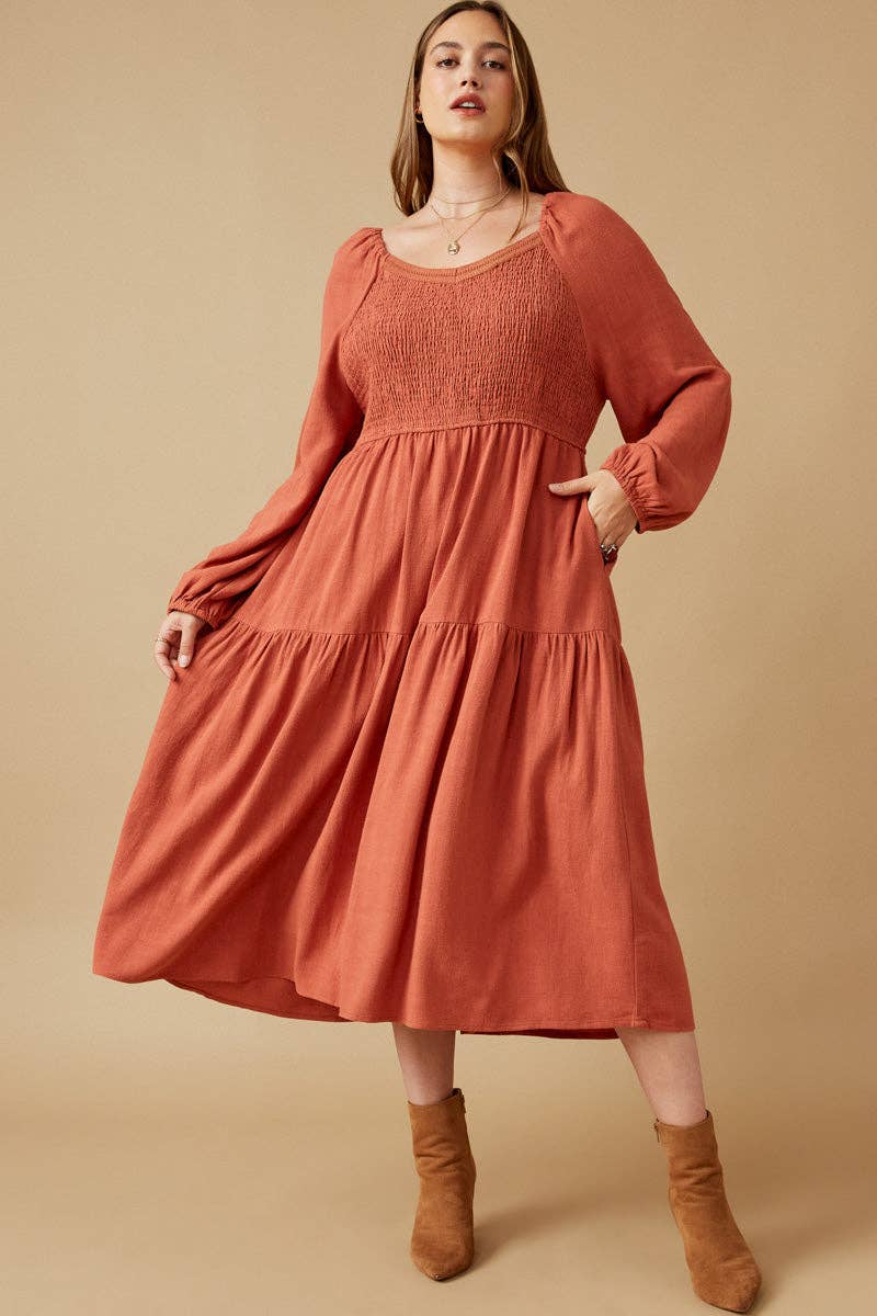 Hayden LA - Vente Robe – femme - Robe à étages pour femmes avec encolure à smocks et bordure en dentelle1