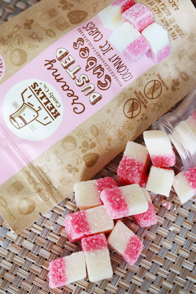 Kellys Candy Co. - Wholesale Boiled sweets - Coconut Ice Cubes - Snack Pack 75g (1)1