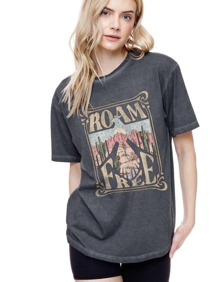 Roam Free Thunderbird Desert Graphic S/S Lunar Dye Tee for wholesale by Foryeri