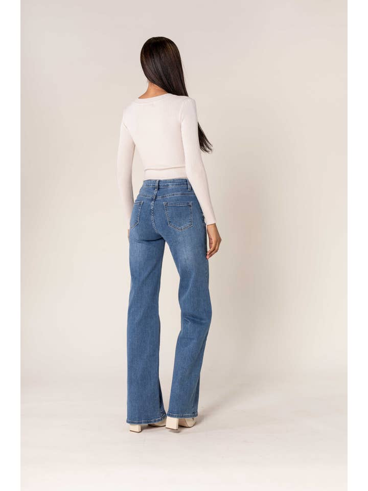 Nina Carter - Wholesale Jeans - Dames - TALL P211 wijd uitlopende jeans met hoge taille3