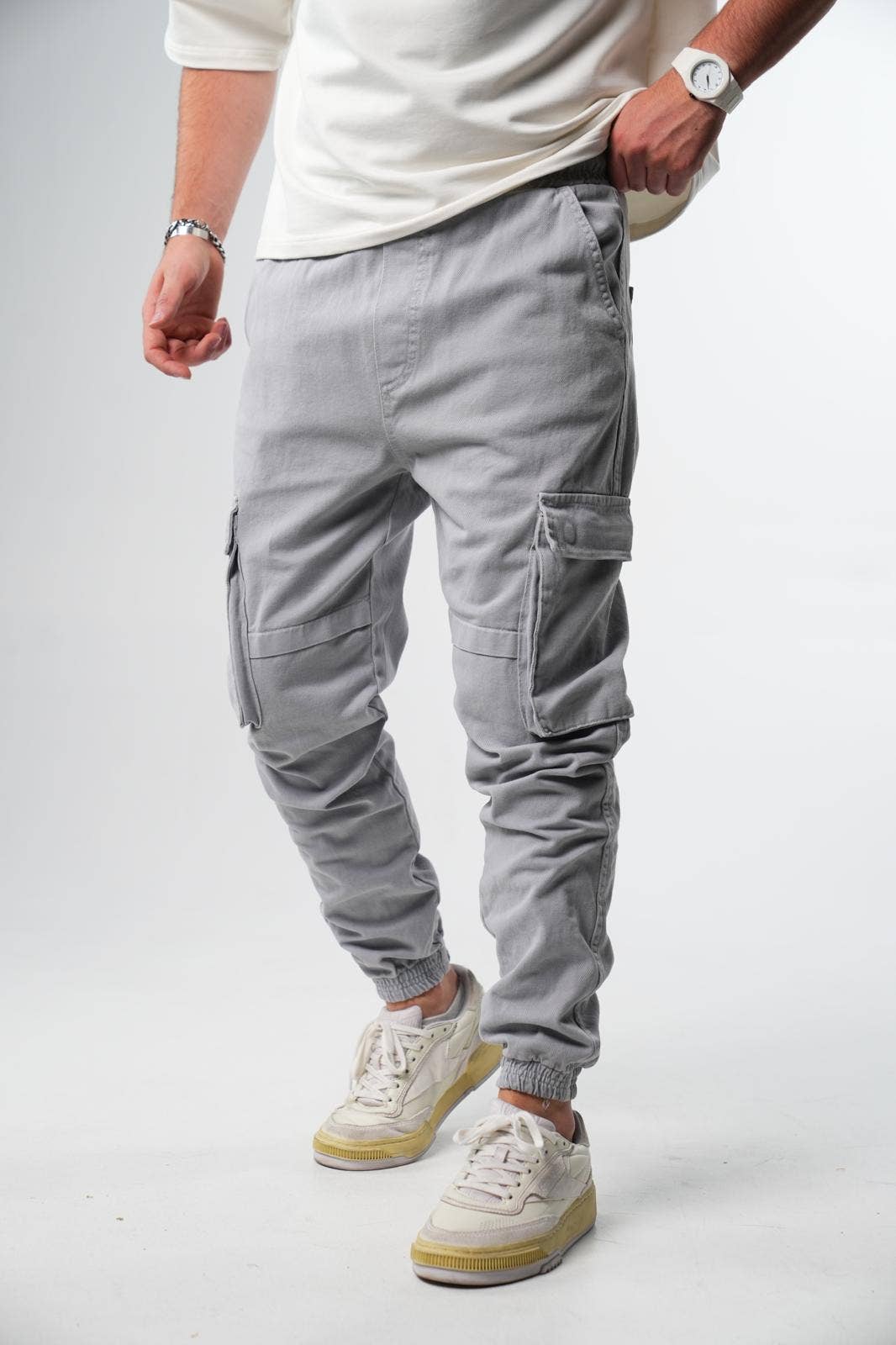 Monocloth - Wholesale Pants – Men's - Grey Linen Cargo Pants for Men 9000grey