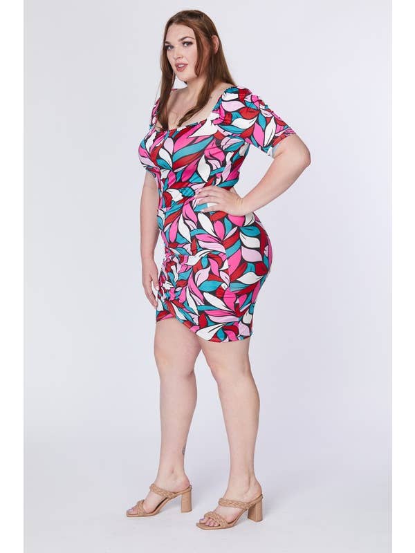 D.ROCK - Wholesale Dress - Women's - Plus Size Women Dress Elastic Neck Short Sleeves7