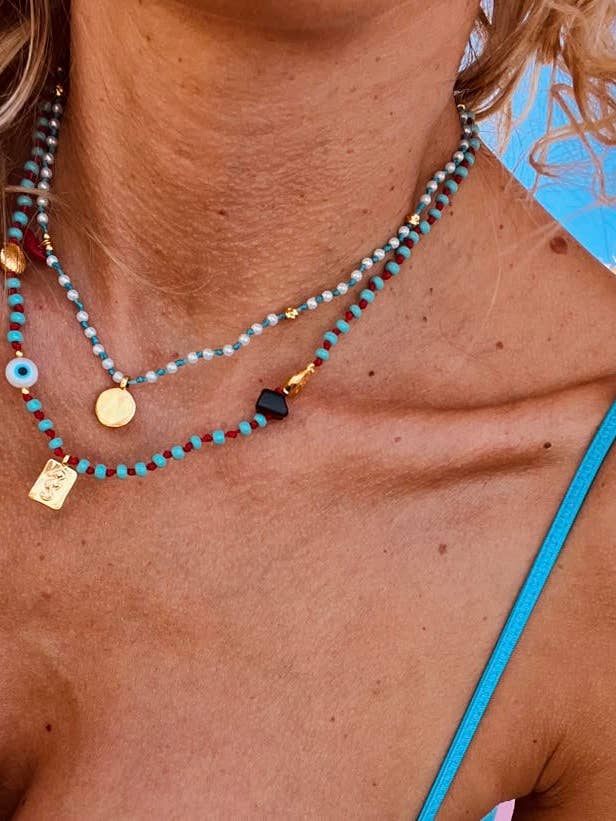 Minimalistic protection beaded necklace for wholesale by Goupi