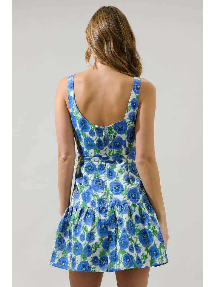 SMARAGDBLAUW Miquard mini-jurk zonder mouwen van Cielo met bloemenprint voor groothandel op Faire