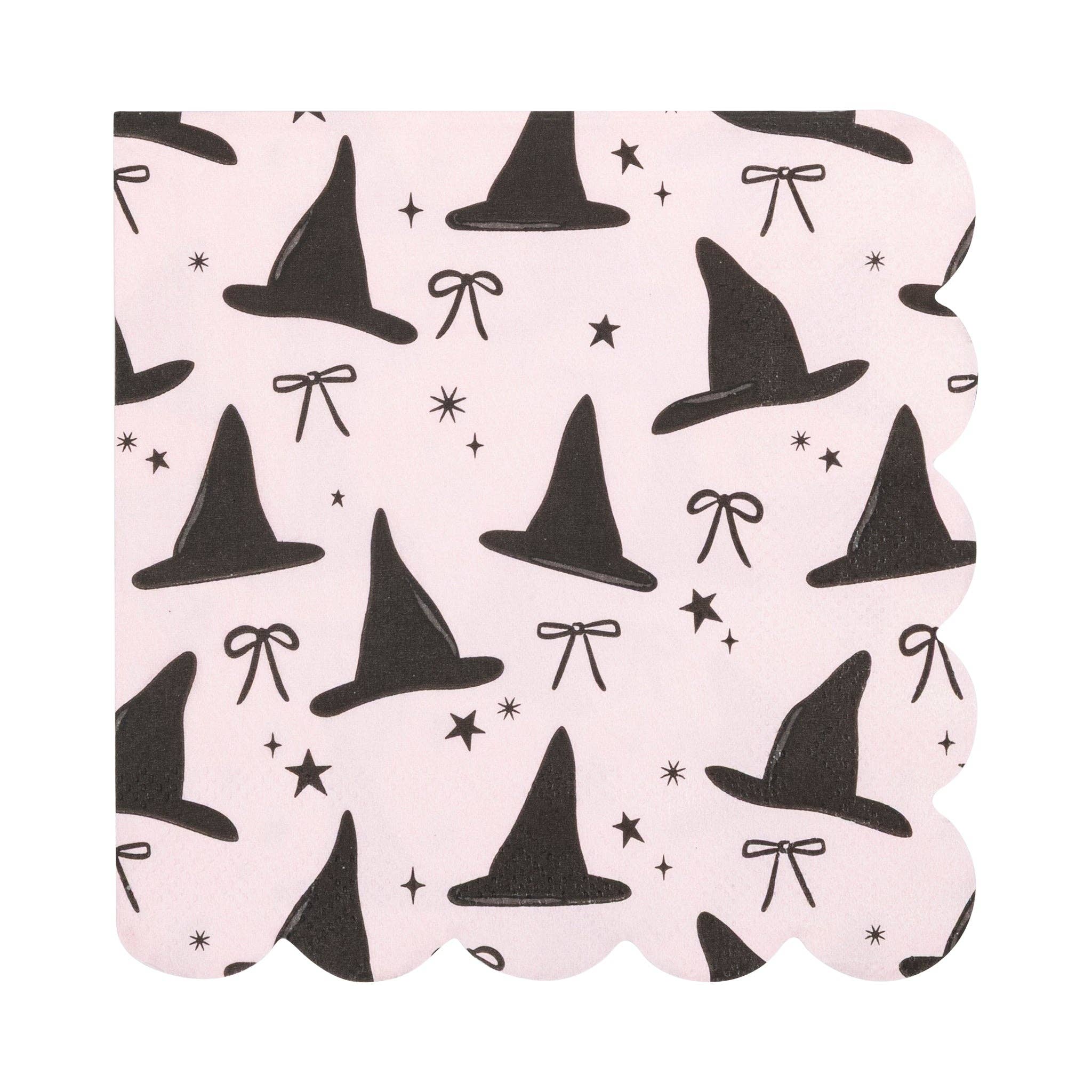 My Mind’s Eye – Guardanapo descartável por atacado – PLNP1247 - Guardanapo de Cocktail com Chapéus de Bruxa e Borda Ondulada0