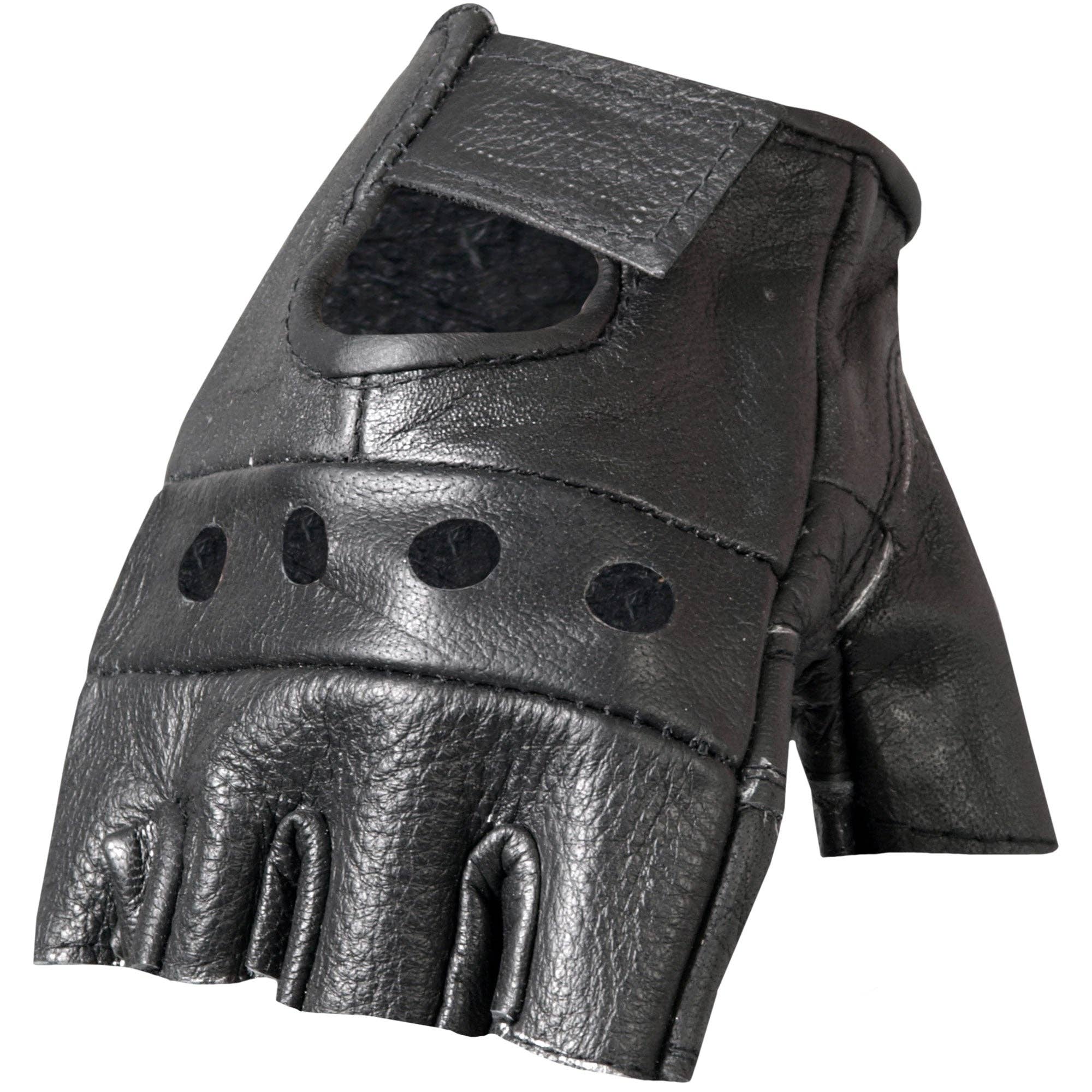 BLK Guantes de piel sin dedos Hot Leathers GVM1004 sin forro con palma acolchada de venta al por mayor en Faire0
