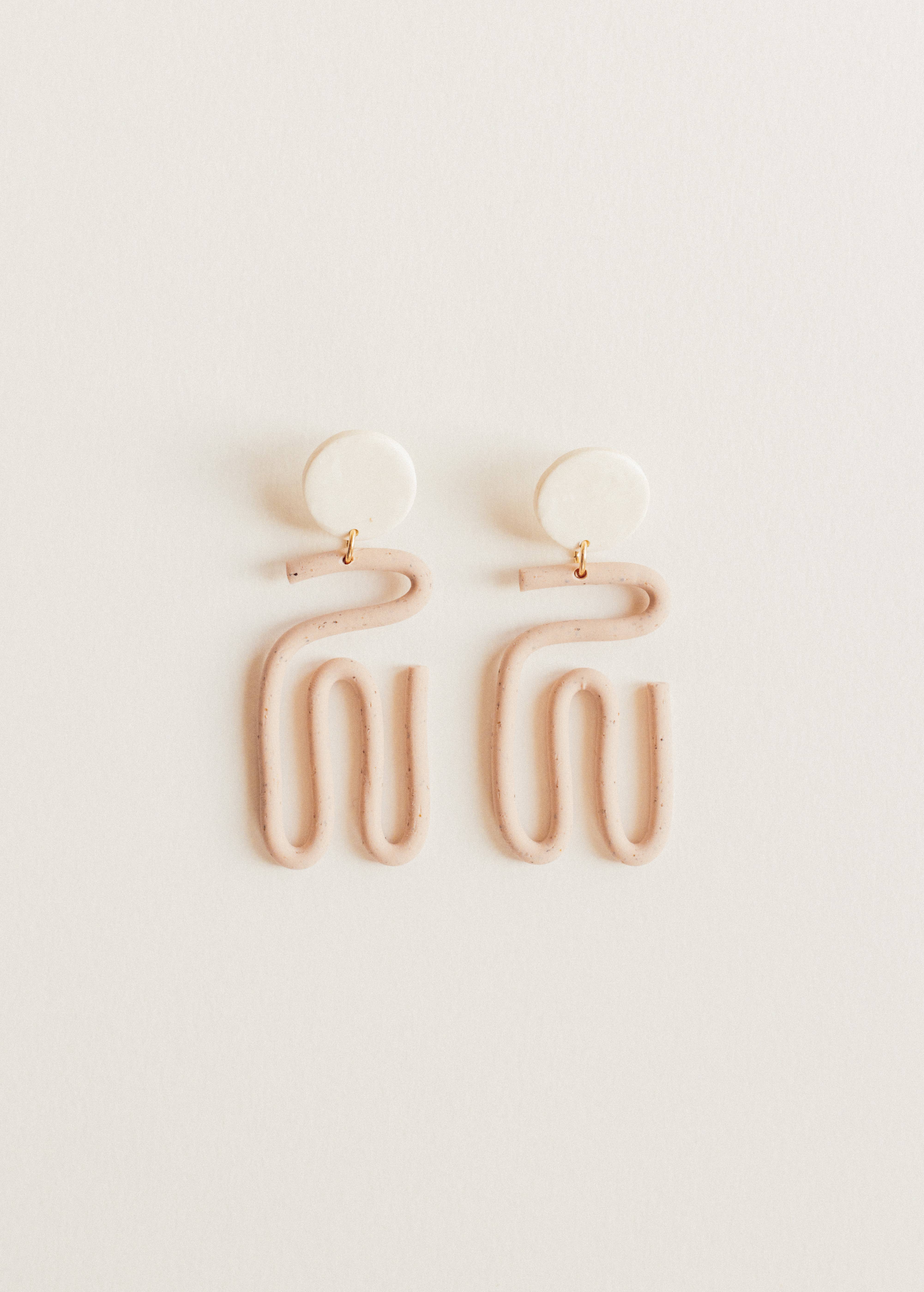REMOVED BRAND - Wholesale Dangle Earrings - Pink abstract clay earrings