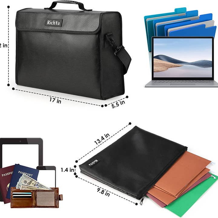 Above Edge - Wholesale Briefcase - Unisex - Fireproof Document Bag with Lock, Waterproof