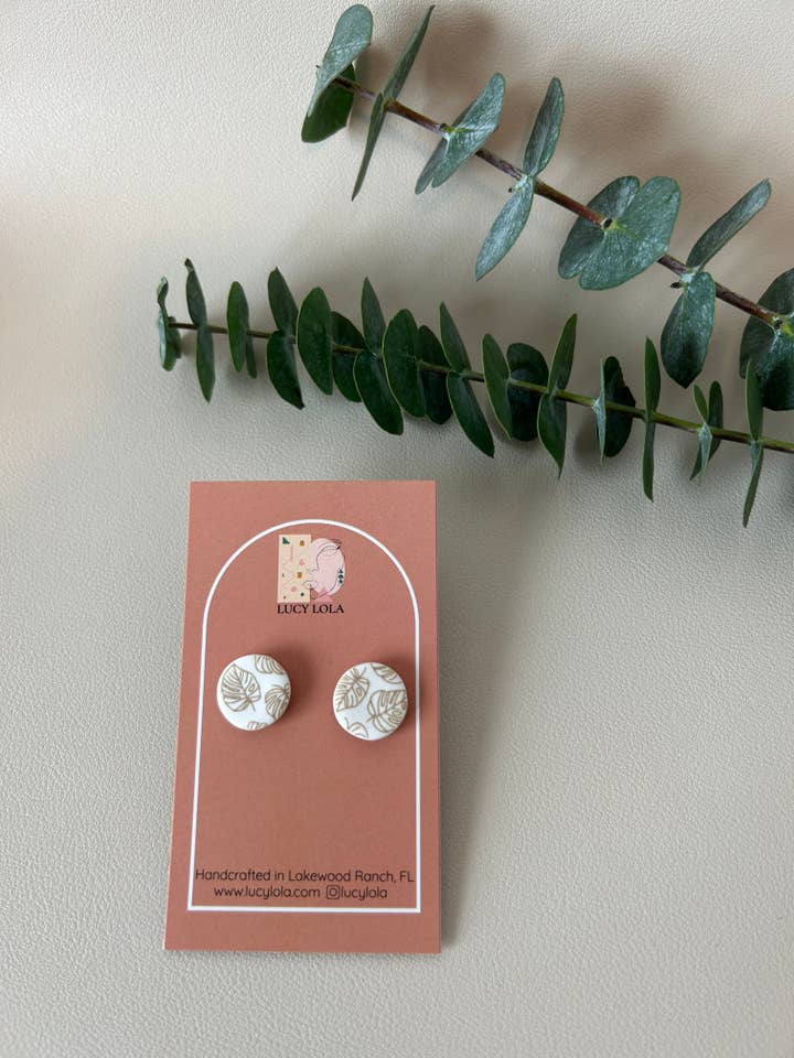 Borchie stampate Monstera - Ecru su bianco per la vendita all'ingrosso da parte di lucylola