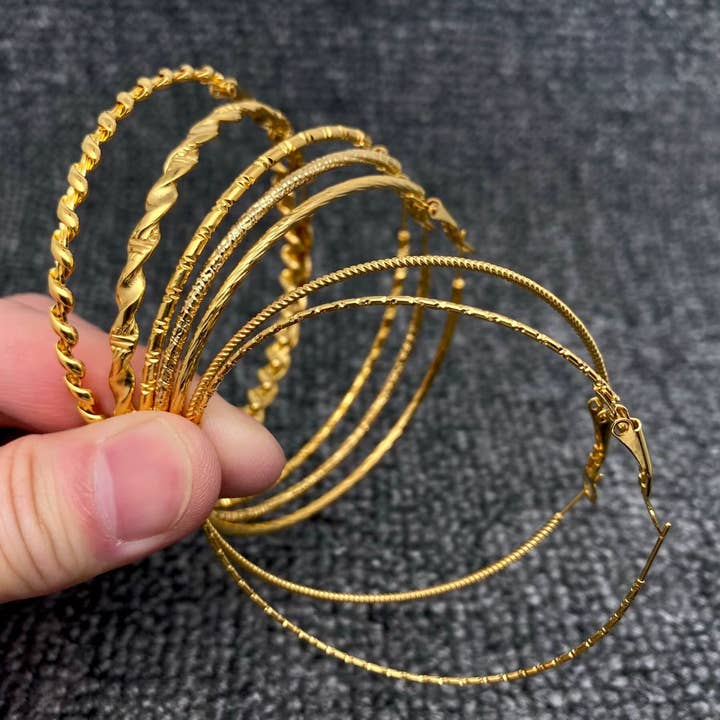 Mio Queena - Wholesale Hoop Earrings - 60mm Inside Diameter 18K Gold Plated SS Hoop Earrings - FGS17