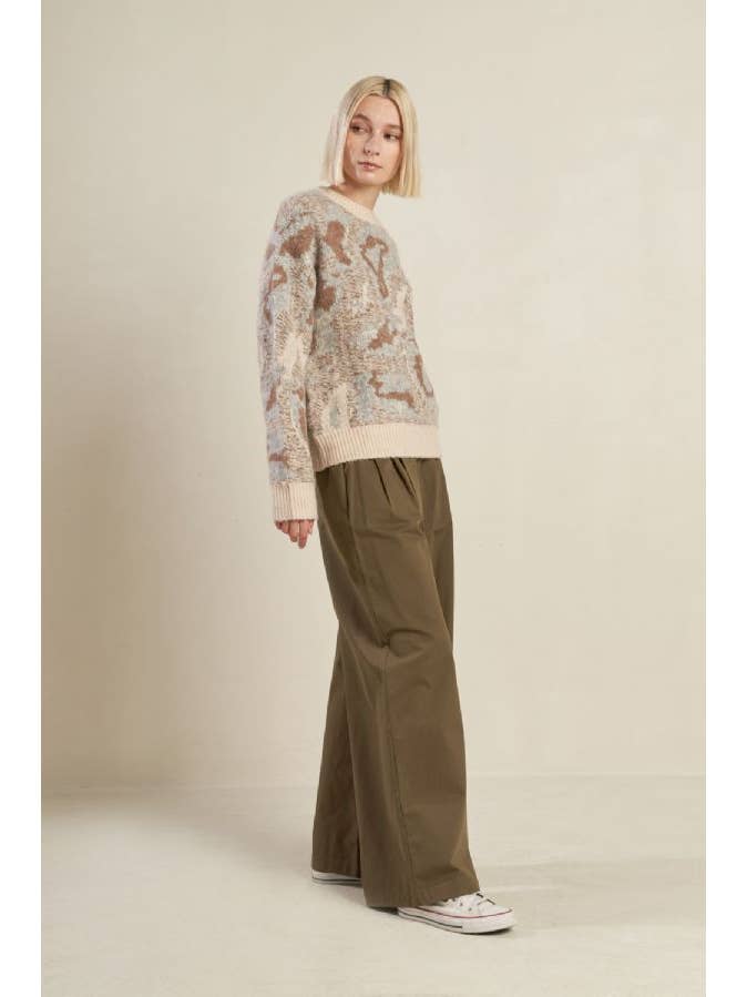 CREAM H GREY A jacquard pullover sweater - FSW1120 for wholesale on Faire