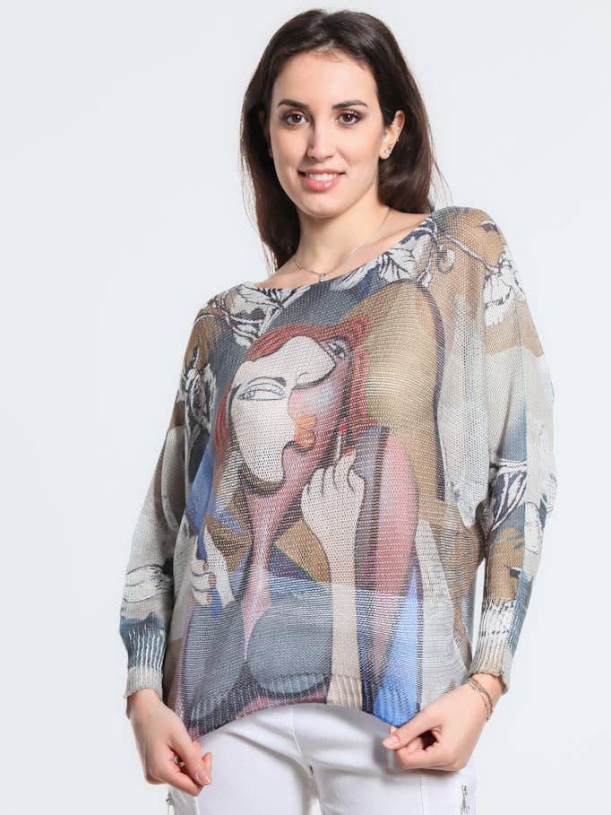 Beige Faces Danielle Batwing Open Knit Sweater (BLS424F) for wholesale on Faire