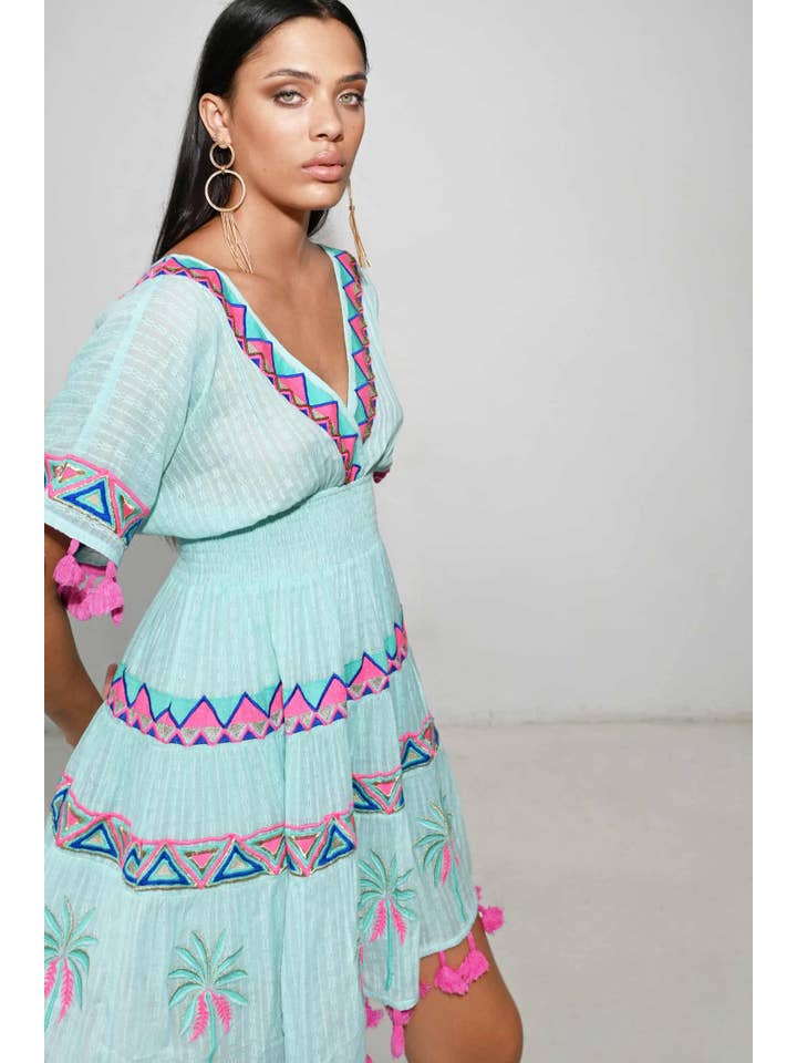 Piti Cuiti – wholesale Dress – Women's – SASHA AQUA SHORT DRESS1