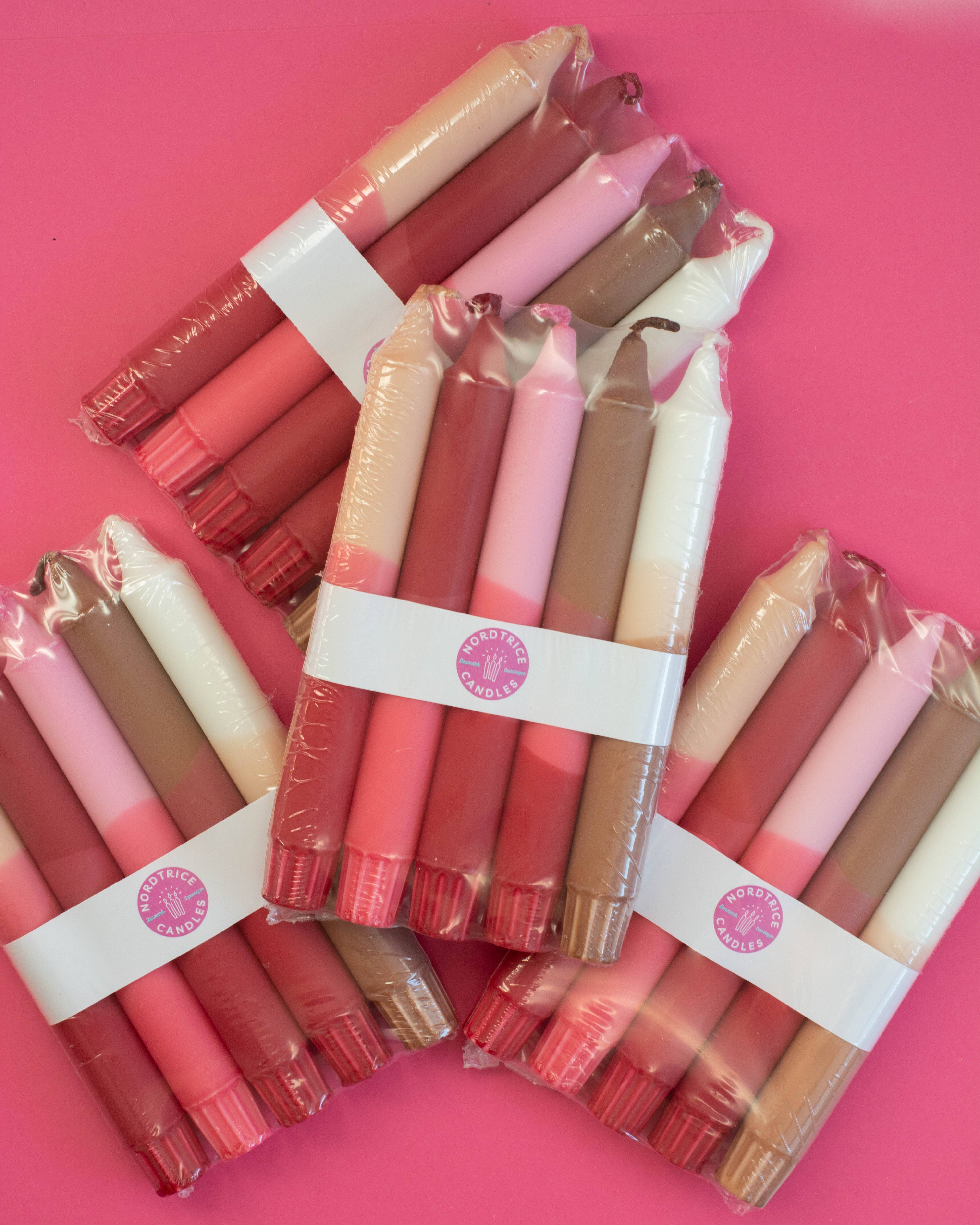 Nordtrice – Vela/castiçal cónico por atacado – Velas cônicas - pacote com 5 unidades / Decoração de primavera Nude Morango7