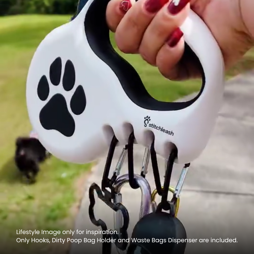 StitchLeash - Wholesale Pet Leash - Dog - StitchLeash® Coops Retractable Dog Leash with Clip & Go™ System – Black/White | 16–23 ft | 6 per case14