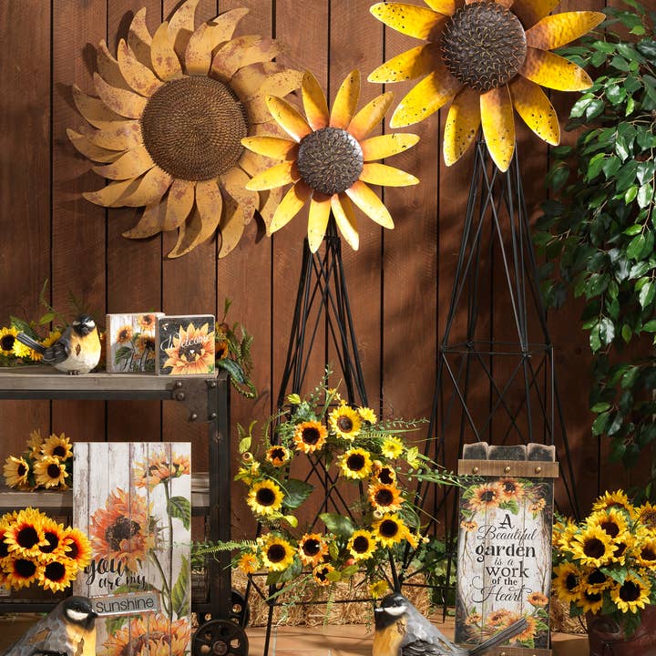 The Gerson Companies - Wholesale Decorative Figurine - 76"H Metal Sunflower Windmill,