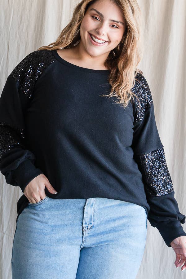 7th Ray – wholesale Stickad topp - Dam – [PLUS SIZE] Vardaglig stickad topp med biskopsärmar T4399XL10