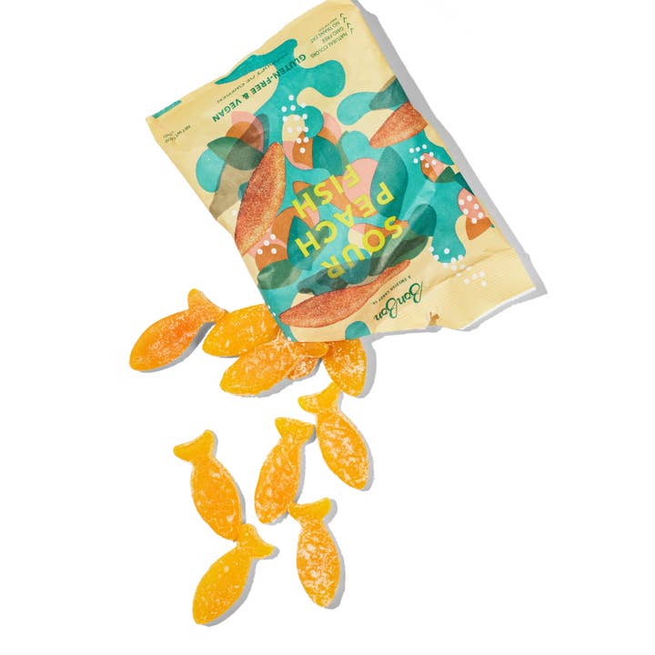 BonBon - A Swedish Candy Co - Wholesale Gummy - Sour Peach Fish - Swedish Candy 5.2oz (150g)