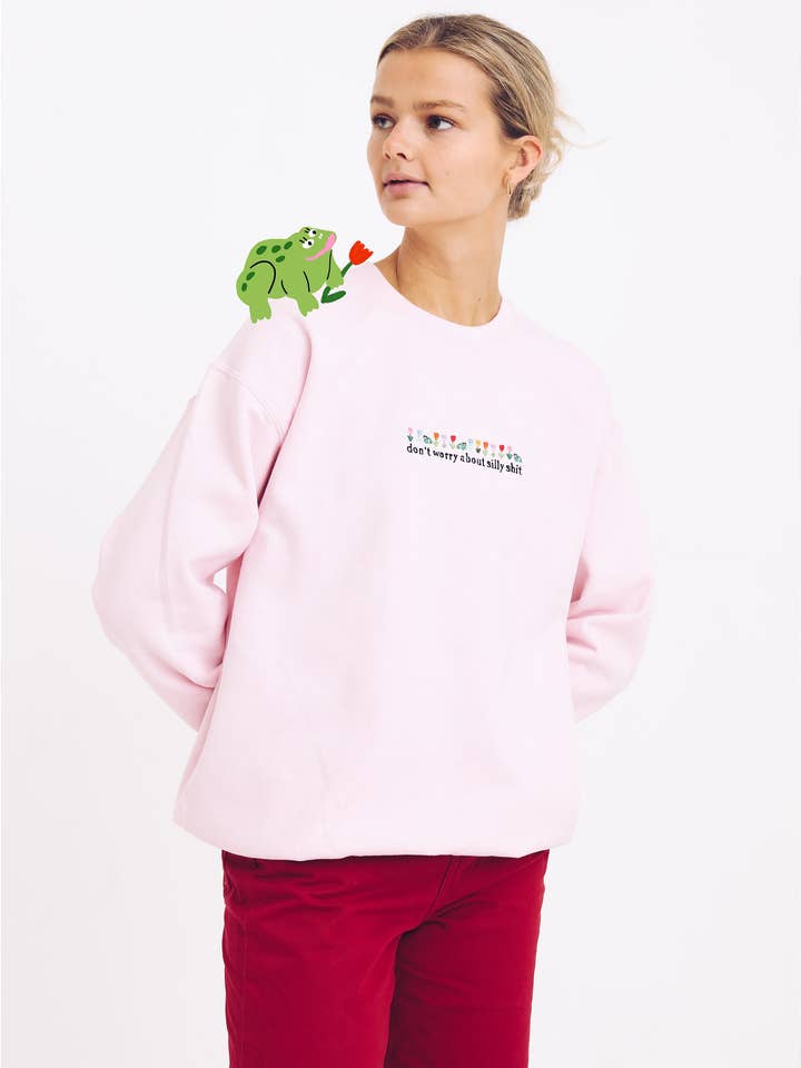 Don't Worry About Silly Shit Embroidered Sweatshirt for wholesale by Limpet Store