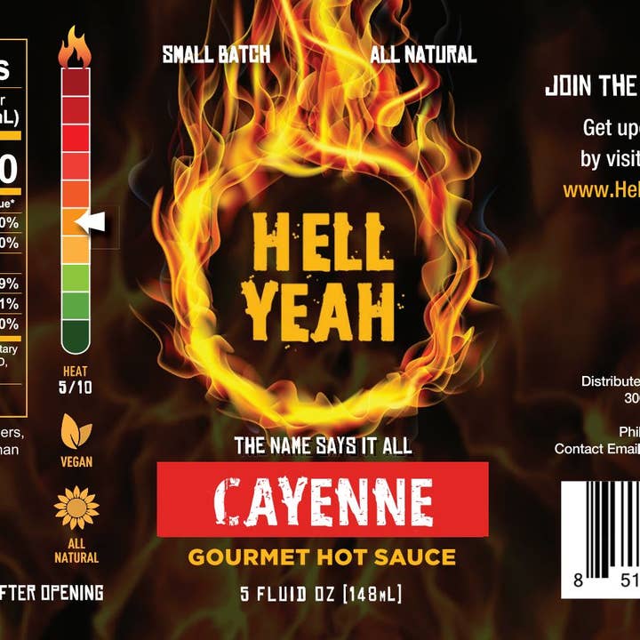 Hell Yeah Hot Sauce - Wholesale Hot Sauce - Hell Yeah Cayenne Gourmet Hot Sauce - 5 oz. bottles2