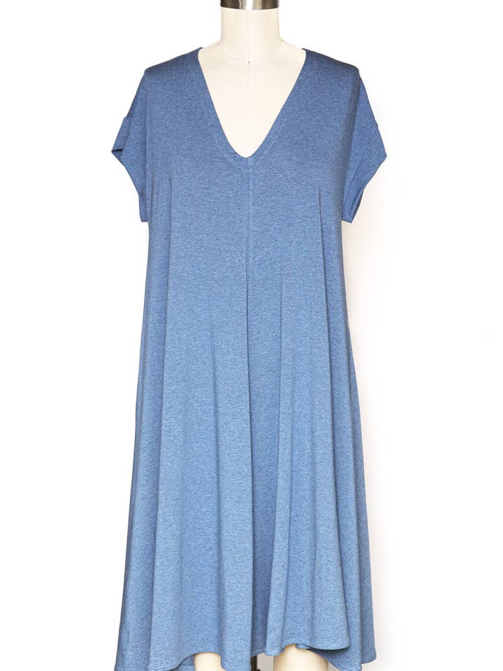 Blue Knit Short Sleeve Dress for wholesale on Faire