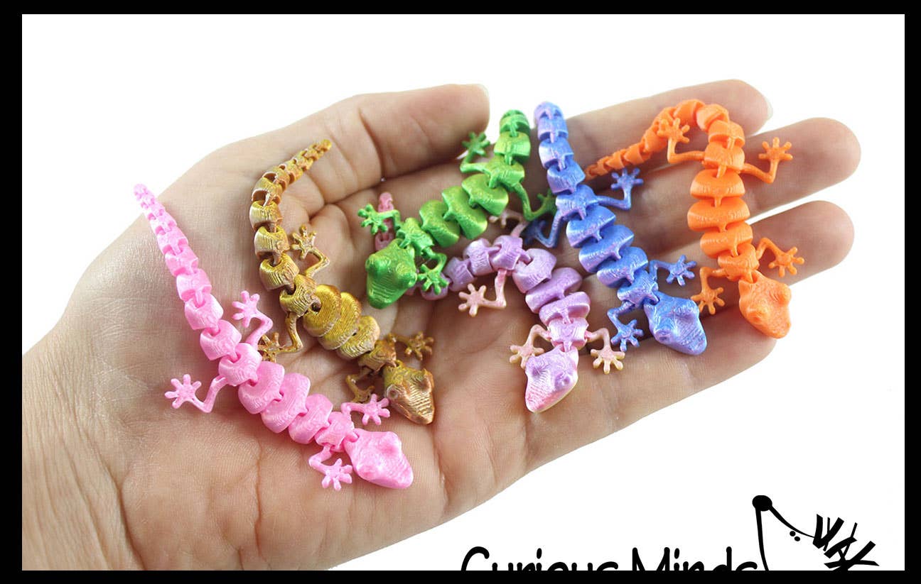 Curious Minds Toys - Wholesale Fidget Toy - Kids - 1 - Tiny 3D Printed Mini Gecko Lizard Wiggle Articulated Joi