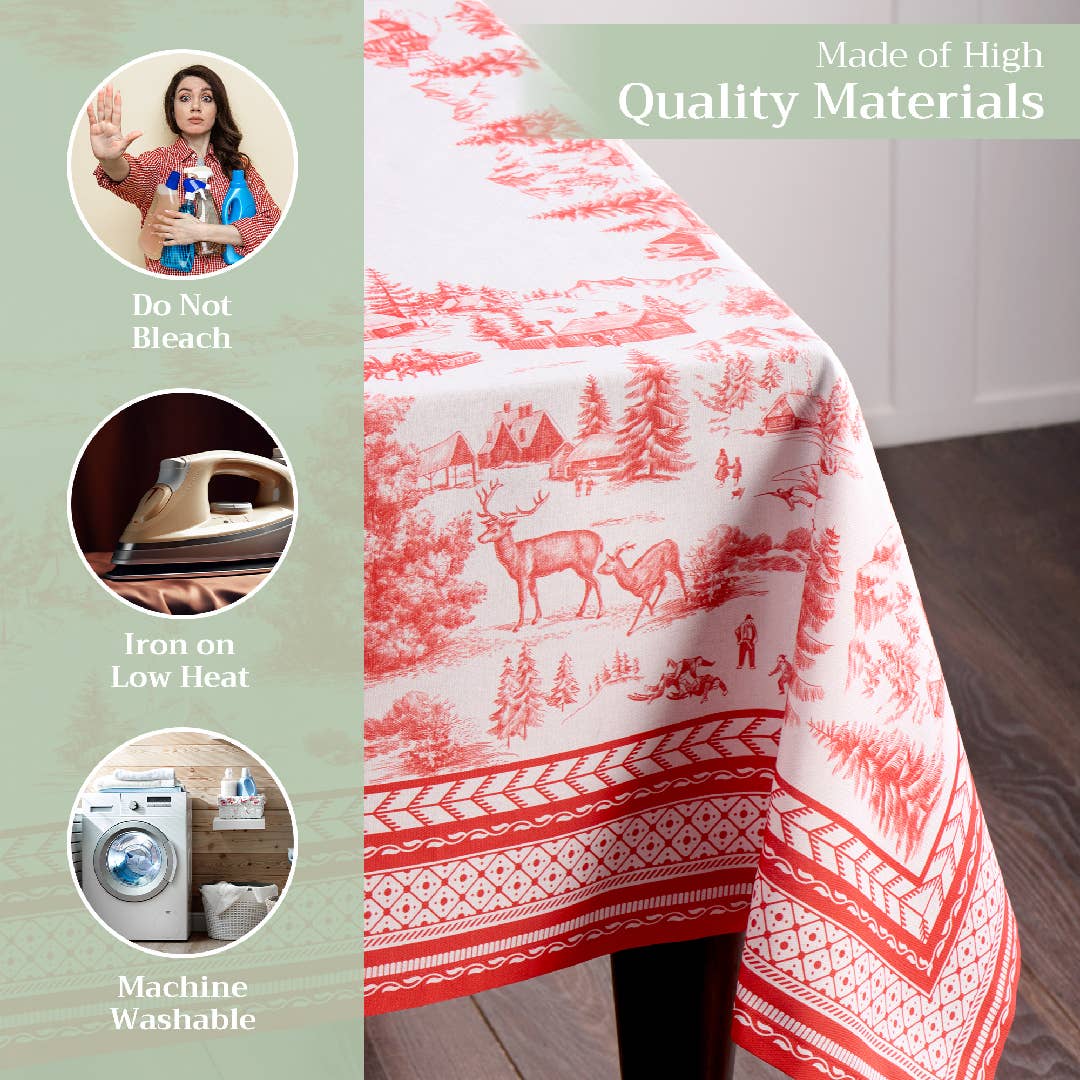 Maison d'Hermine - Design in Every Thread - Wholesale Tablecloth - Tablecloths 100% Cotton - 3 Shapes - Winter Jouy2