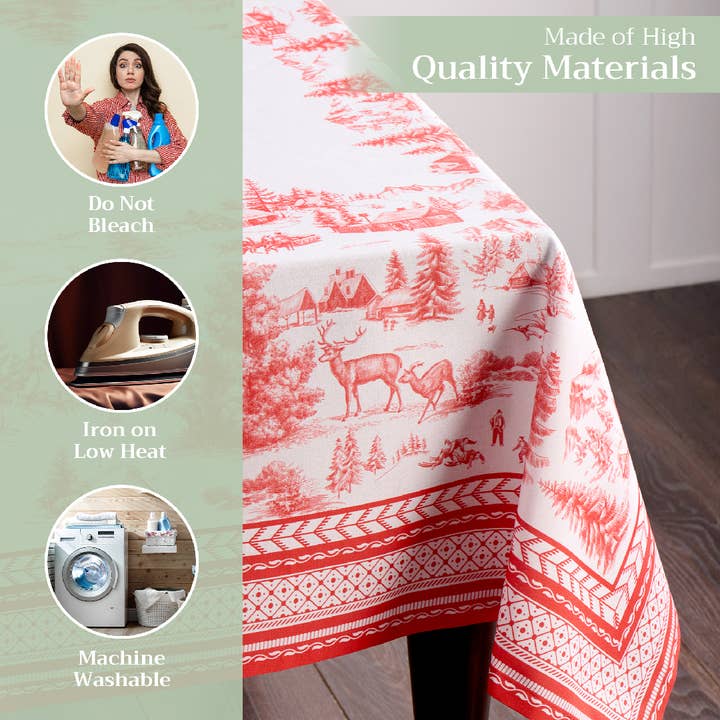 Maison d'Hermine - Design in Every Thread - Wholesale Tablecloth - Tablecloths 100% Cotton - 3 Shapes - Winter Jouy2