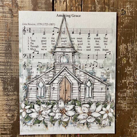 Rustic Nester - Wholesale Art Print - vintage wall art, country church painting canvas print, hymn