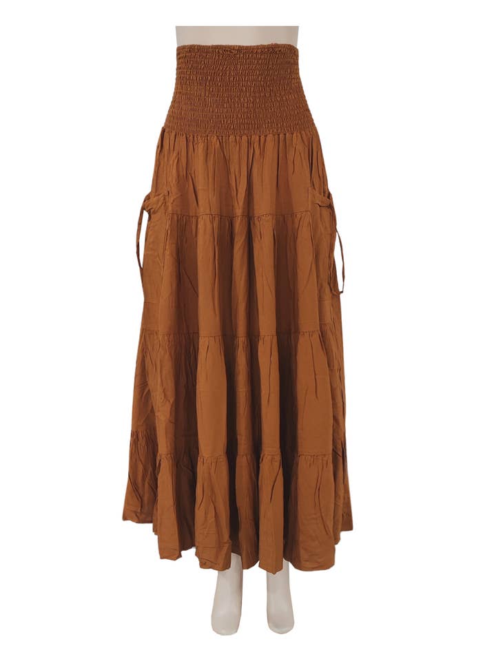 Rosa Clothing - Wholesale Skirt - Women's - Bohemian Loose Plain Pockets Wrap Skirts8