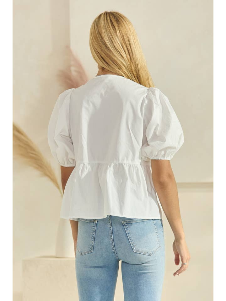 Oddi - Wholesale Blouse - Women's - Solid Cotton Poplin Front Tie Ribbon Blouse17