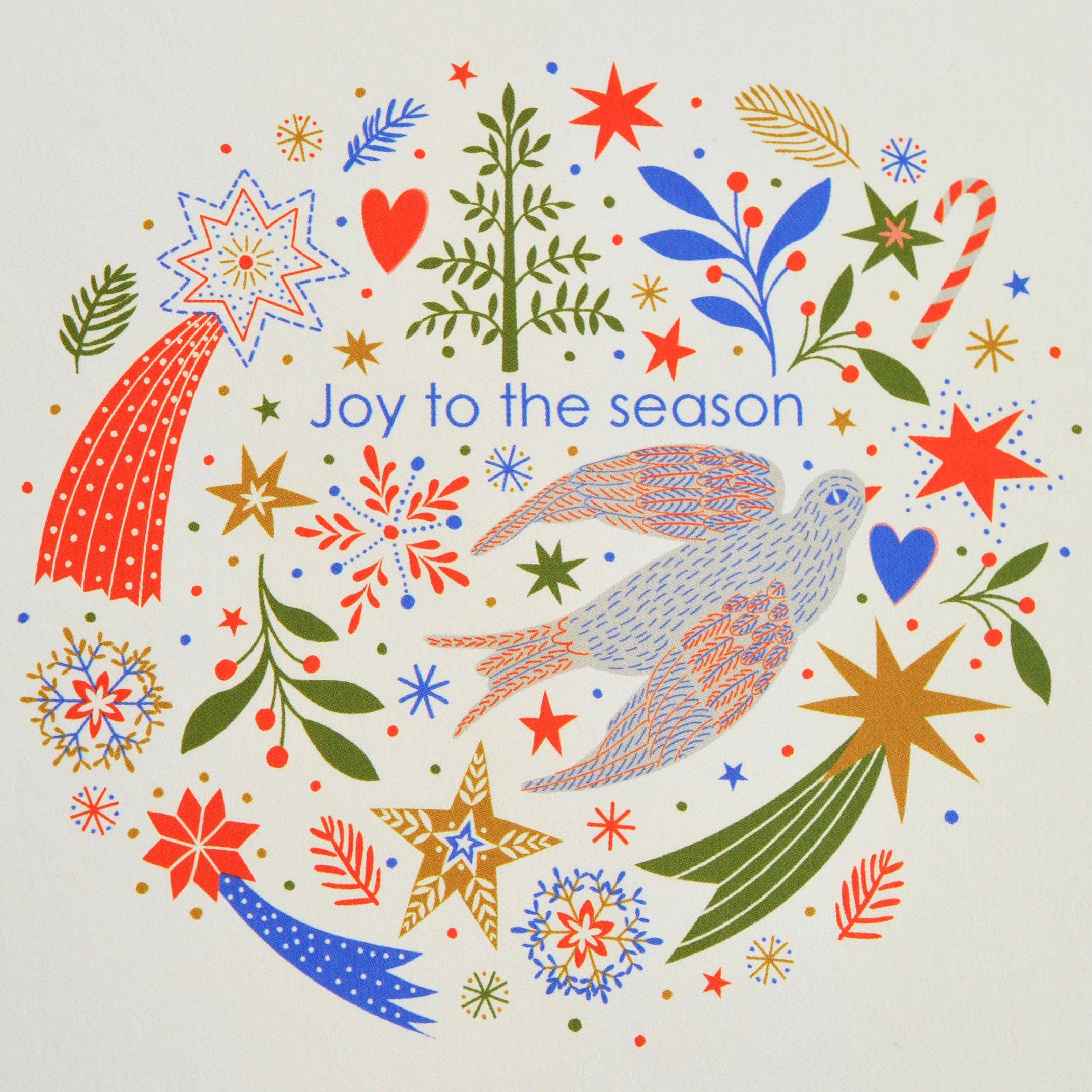 Elvira.v.v.Designs – wholesale Christmas card – Joy To The Season Bird & Stars Christmas Card set of 6 2