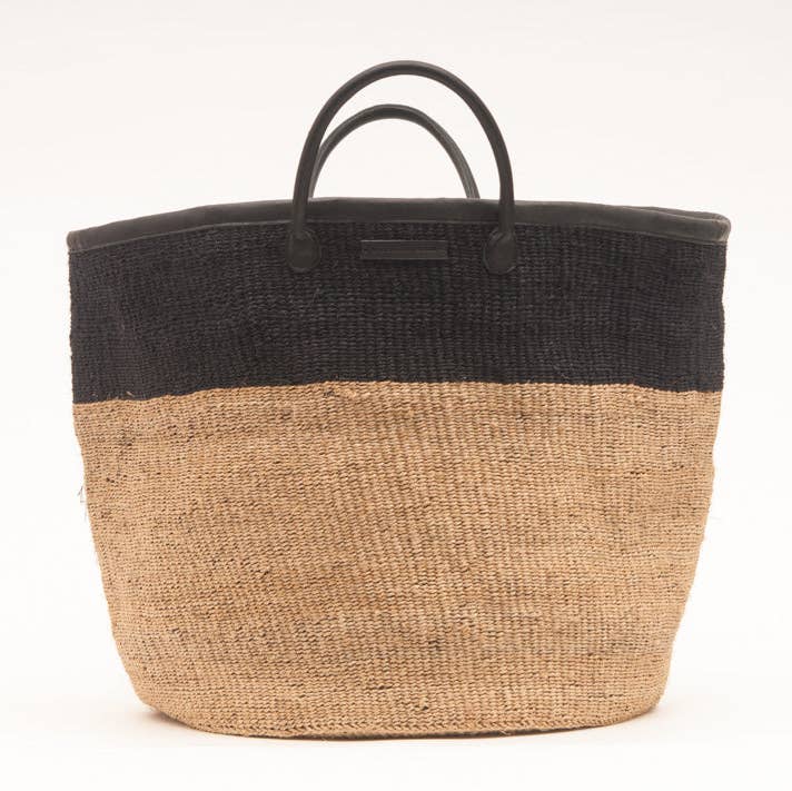 The Basket Room – wholesale Laundry basket – KUNDI: Natural  Black Colour Block Woven Laundry Basket | Log Basket | Storage Basket with Handles | Blanket Basket | Laundry Hamper1