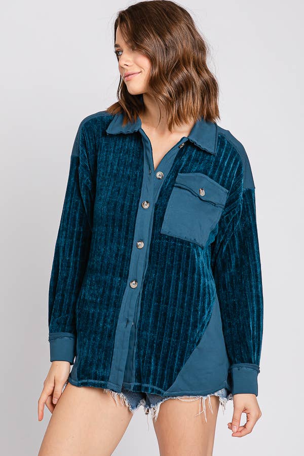 ELLEBORN – wholesale Skjortjacka/jackett – Dam – RIBBAD KNAPP NER SCHACKET 3224T10